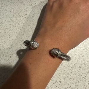 David Yurman Cable Classics Bracelet in Sterling Silver with Pavé Diamond Domes